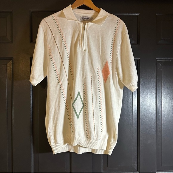 LaVané New York Men’s L  Polo Shirt Geometric Pattern (C3 - Picture 1 of 11